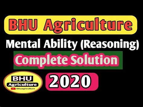 Bhu Bsc Ag Paper And Solution Mental Ability Reasoning