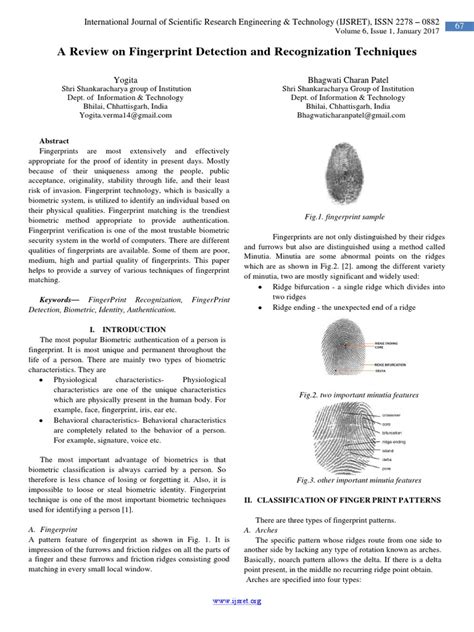 A Review On Fingerprint Detection And Recognization Techniques Pdf