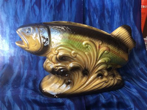 Vintage Ardco Glazed Ceramic Rainbow Trout Planter Mens Etsy