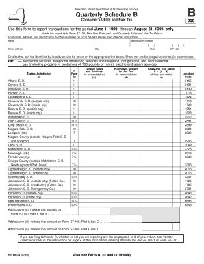 Fillable Online Tax Ny Form ST 100 3 June 1999 Quarterly Schedule B