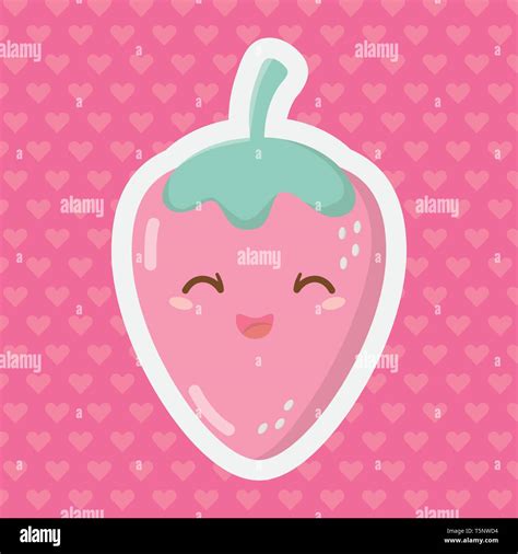 Delicious Tasty Sweet Fruit Strawberry Cartoon Vector Illustration