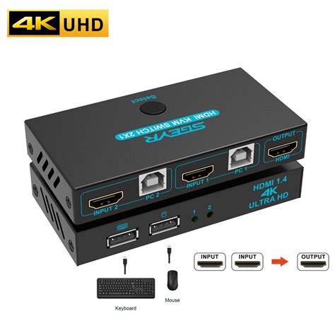 Sgeyr 2 Port Usb 4k Hdmi Kvm Switch 2x1 Switcher W Grandado