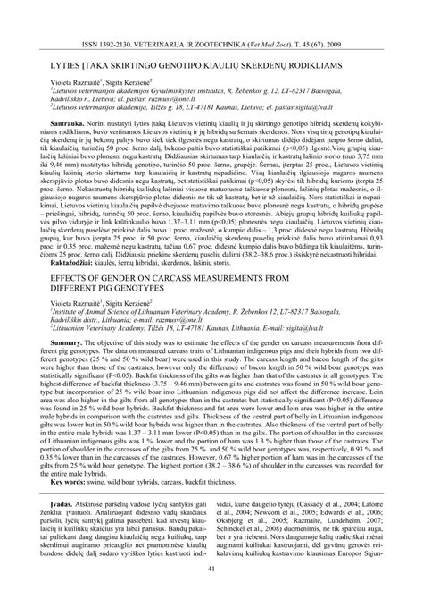 Pdf Effects Of Gender On Carcass Measurements From Different Pig