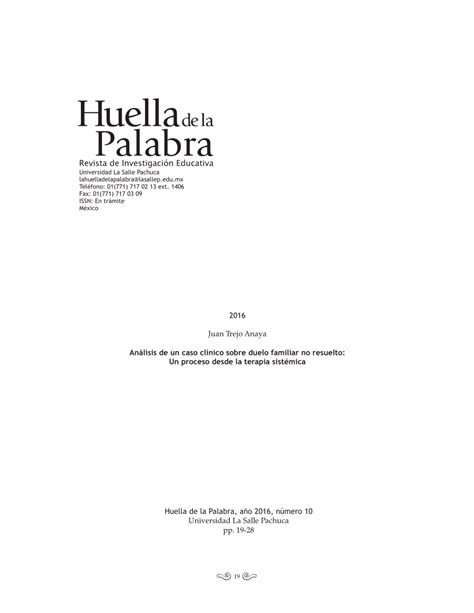 Pdf An Lisis De Un Caso Cl Nico Sobre Duelo Familiar No Resuelto Un