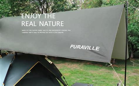 Puraville Rain Fly Camping Tarp Mm Ultra Waterproof Snow Resistant