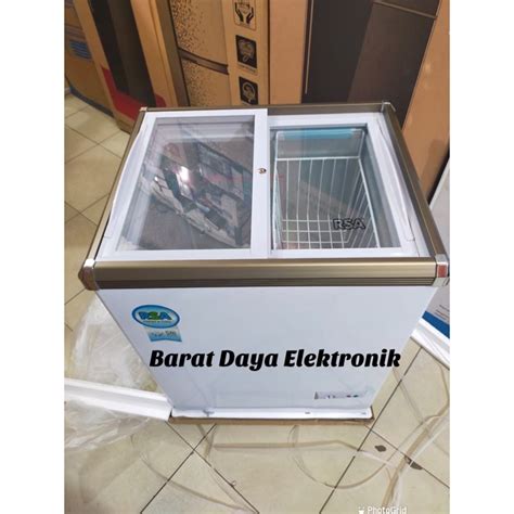 Jual FREEZER KACA RSA XS 110 CHEST FREEZER BOX SLIDING 100 LITER LEMARI