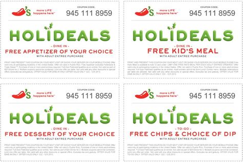 Four Coupons For Holiday Food And Drink With The Words Holidays