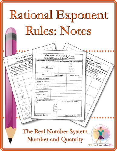 Rational Exponent Rules Notes Teaching Resources