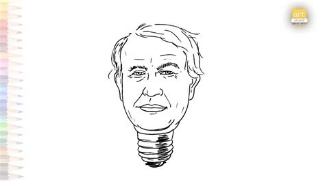 Thomas Edison Bulb Drawing Outline Art Easy How To Draw Thomas