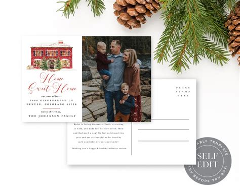 Moving Announcement Christmas Photo Postcard Template New - Etsy