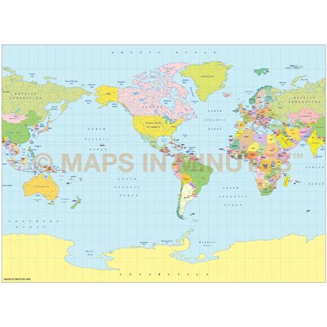 Buy Miller Projection 100m Scale US Centric World Map Online