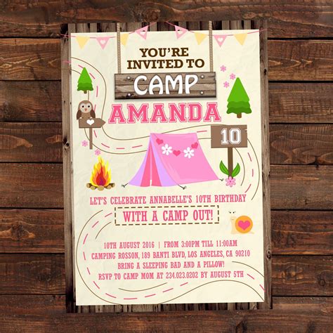 Camping Birthday Invitation