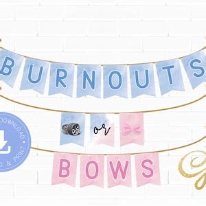 Burnouts or Bows Gender Reveal Decorations Banner Bunting - Etsy