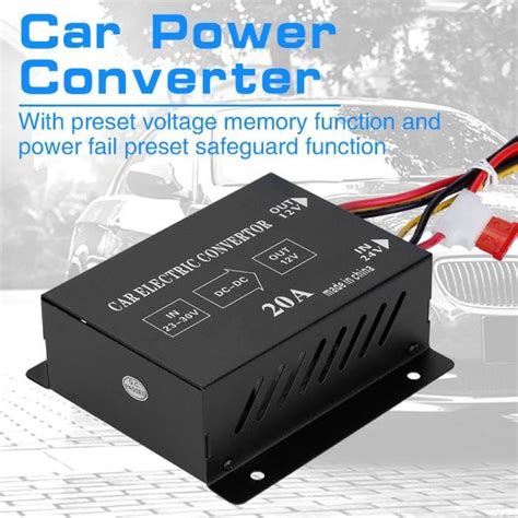 Hililand Convertisseur de puissance DC 24V à 12V Camion de voiture 20A