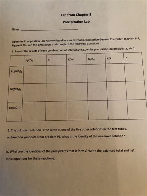 Lab from Chapter 8 Precipitation Lab Name Open the | Chegg.com