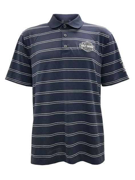 Harley Davidson Men S Performance Striped Premium SS Polo Blue H013