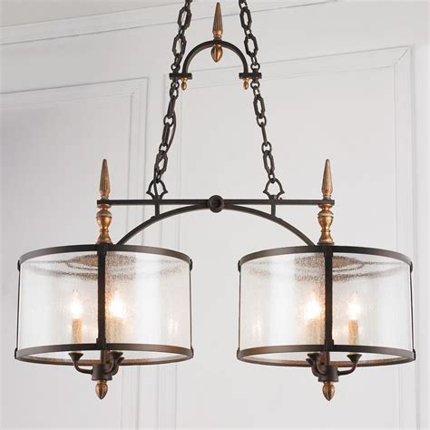 Seeded Glass And Bronze Island Chandelier Shades Of Light Glass