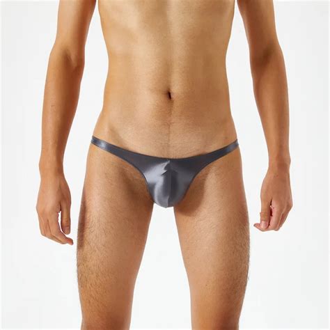 Satin Swimwear Mens Swimsuit Glossy Silk Bulge Pouch String Thongs Mini Bikini Bottom Underwear