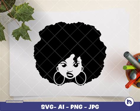 Afro Smirk Silhouette 2 Digital Png Ai Svg  Instant Download Smirk