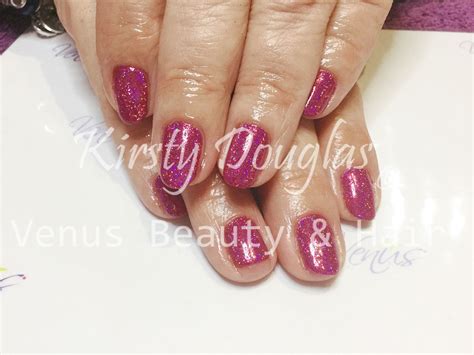 Pink And Sparkly Look Achieved Using Nail Harmony Uk Rendezvous Topped