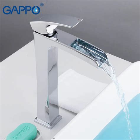 GAPPO смесители для раковины водопад высокий латунный кран смеситель ...