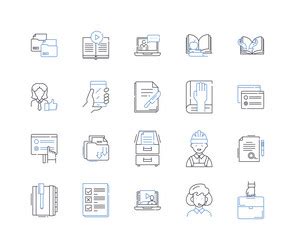 Computer Science Line Icons Collection Algorithm Vector Image