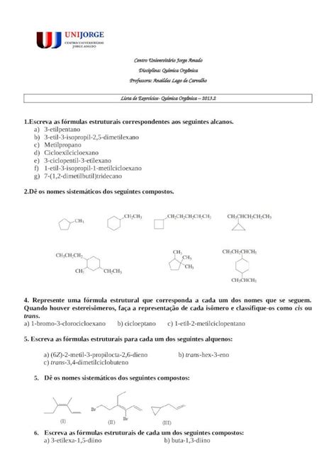 DOC Lista de Exercícios Orgânica DOKUMEN TIPS