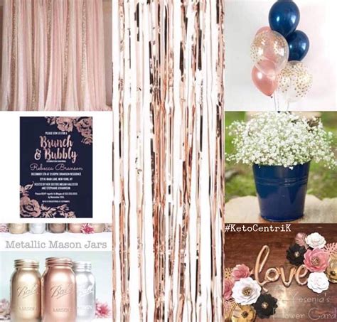 Garland Navy And Blush Rose Gold Wedding Backdrop Long Rag Curtain