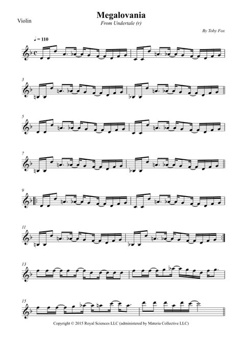 Megalovania Arr Wesley S Silva By Toby Fox Sheet Music For Violin