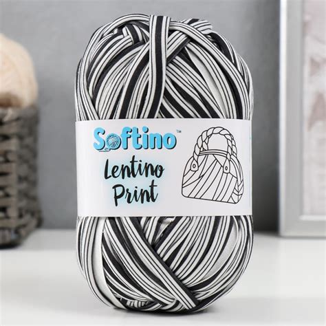 ЕОНК - Пряжа трикотажная 95% хлопок, 5% эластан "Lentino Print" 100 гр ...