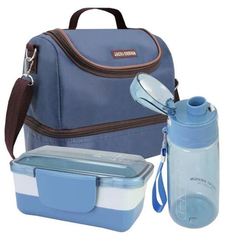 Kit Bolsa Térmica Dupla Azul Essencial Marmita e Garrafa 600ml