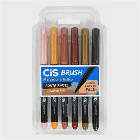 Caneta Brush Pen Cis 6 Cores Aquarelável Tons De Pele No Shoptime