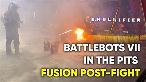 Emulsifier Battlebots Vii In The Pits Fusion Post Fight Youtube