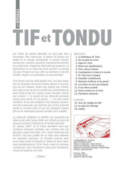 Tif et Tondu intégrale tome 3 BDfugue