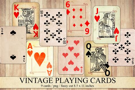 Printable Vintage Style Playing Cards Old Clipart Scrapbook - Etsy