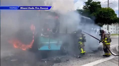 Crews Extinguish Flames After Minibus Catches On Fire In Nw Miami Dade