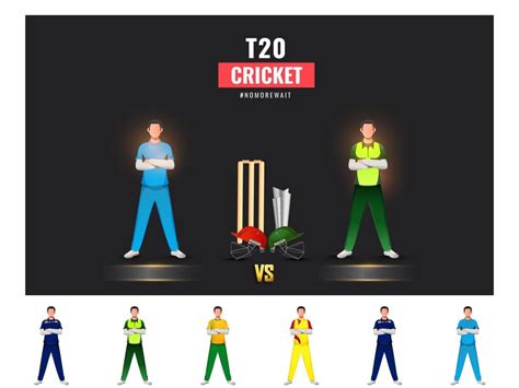 Premium Vector T20 Cricket Match Participating Countries Players With