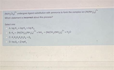 Solved Ni H2O 6 2 Undergoes Ligand Substitution With Chegg