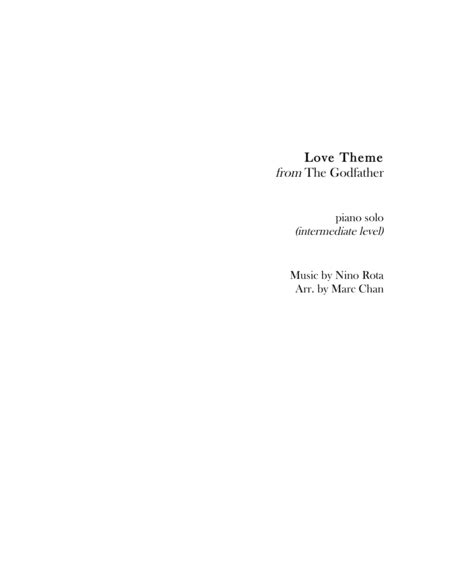 The Godfather Love Theme Arr Marc Chan By Nino Rota Sheet Music