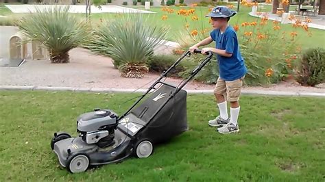 Joshua S First Time Mowing Lawn Youtube