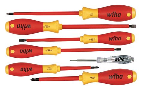 WIHA TOOLS Insulated Screwdriver Set 7 Pieces Phillips Slotted Square