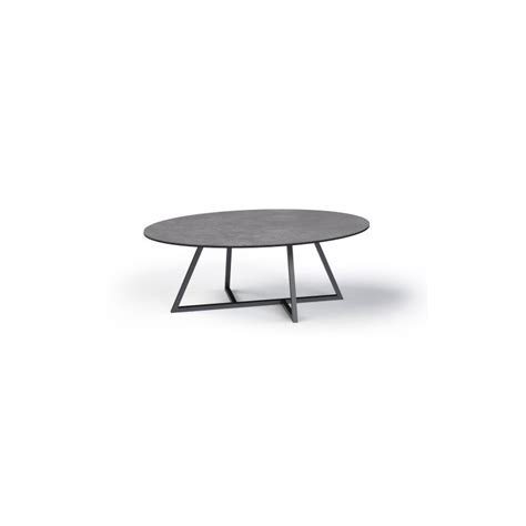 Table basse ovale plateau céramique structure anthracite gris