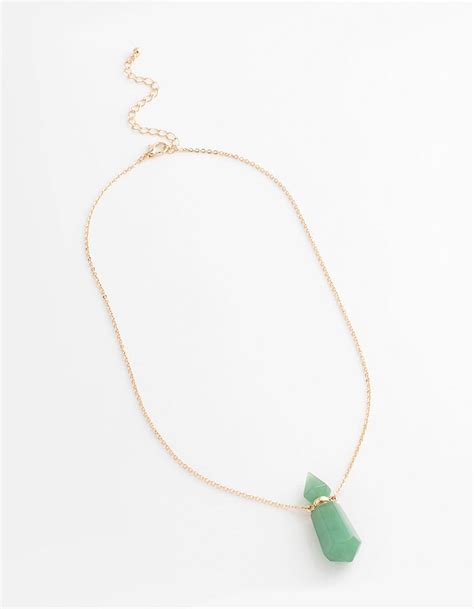 Gold Green Semi Precious Stone Bottle Necklace Lovisa