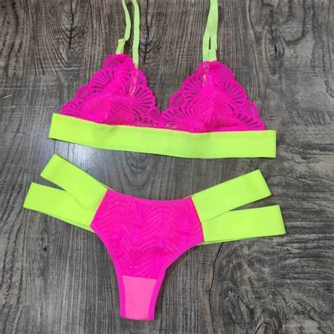 Lingerie Sexy Neon Faixa Grossa Tiras Sensual Fio Dental Parcelamento Sem Juros