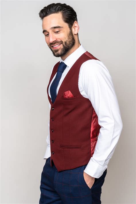 Edinson Navy Check Suit With Kelvin Wine Waistcoat Marc Darcy