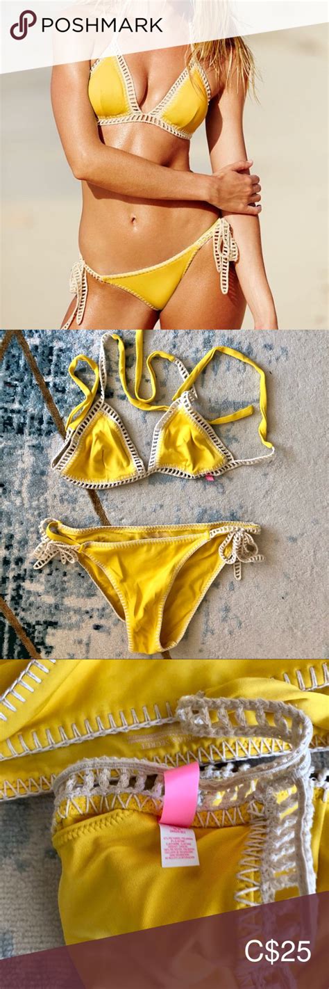 Victorias Secret Crochet Yellow Piece Bikini Bikinis Yellow