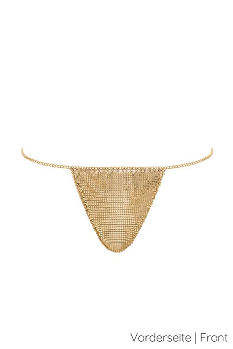 BLUEBELLA Cyla Set Metallic Soft Bra And Thong Gold Chainmail Lingerie OLEANDA