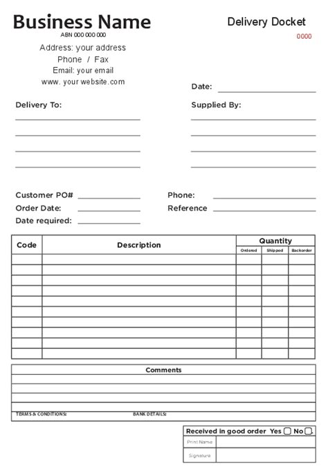 Delivery Receipt Sample Excel Excel Templates