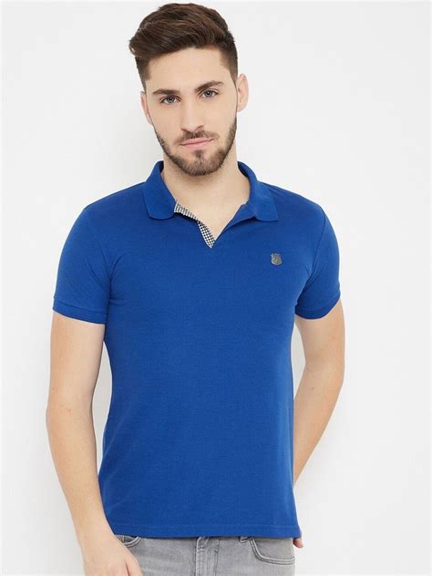 Cotton Plain Harbornbay Men Blue Polo Collar T Shirt At Rs 225 Piece In