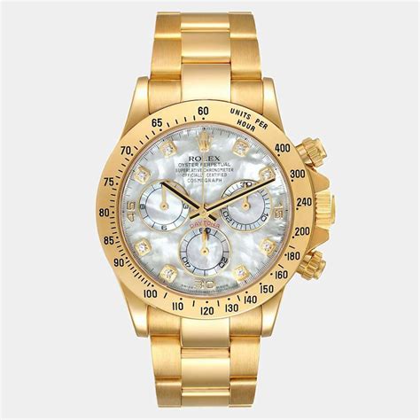 Rolex Mop Diamonds 18k Yellow Gold Cosmograph Daytona 116528 Automatic Men S Wristwatch 40 Mm